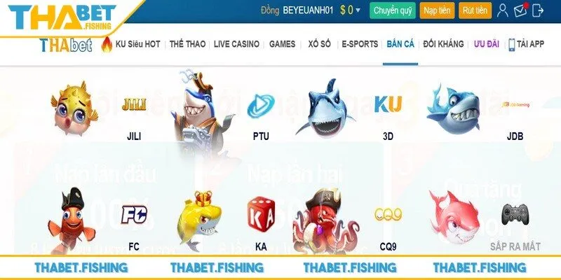 Bắn cá THABET 1 Bắn cá THABET là trò chơi mô phỏng hoạt động săn cá trong lòng đại dương