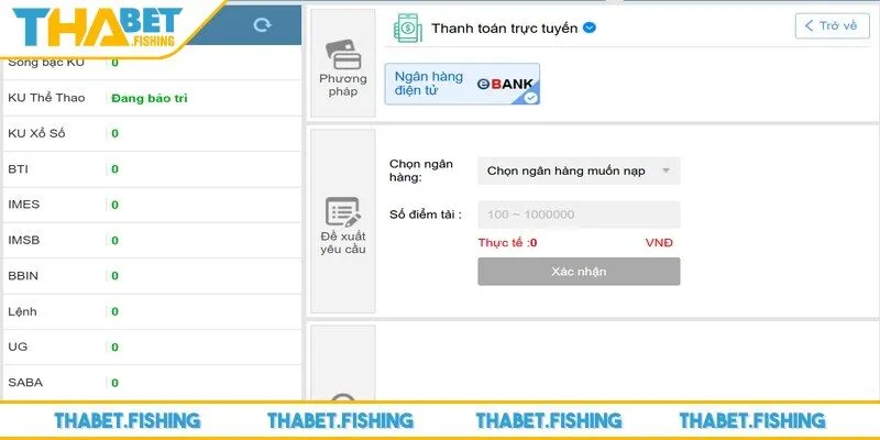 Nạp tiền THABET 4 Một số lưu ý khi tiến hành nạp tiền THABET
